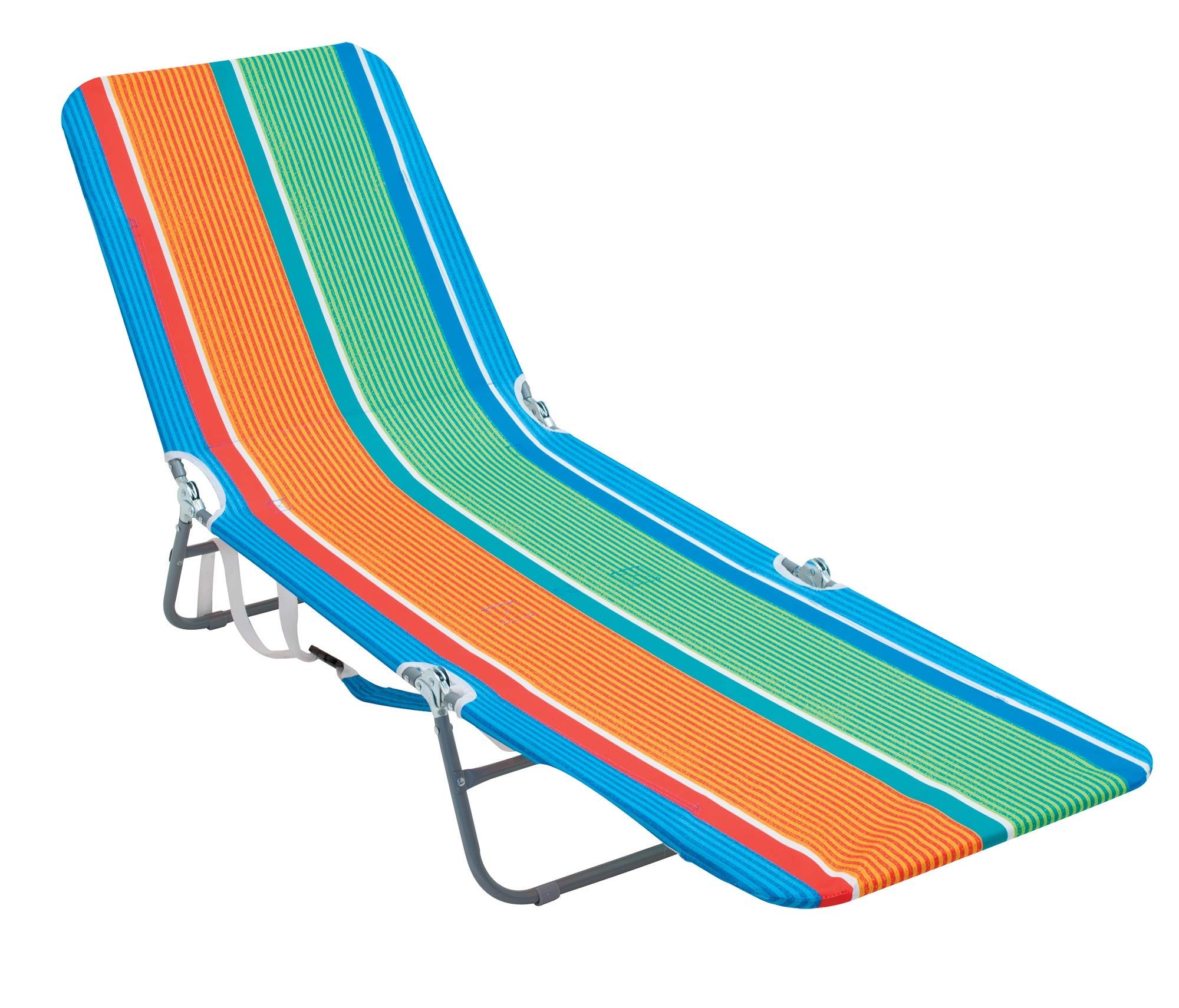 Rio Brands Beach Portable Folding Backpack Beach Lounge Chair with Backpack Straps and Storage Pouch orange and green