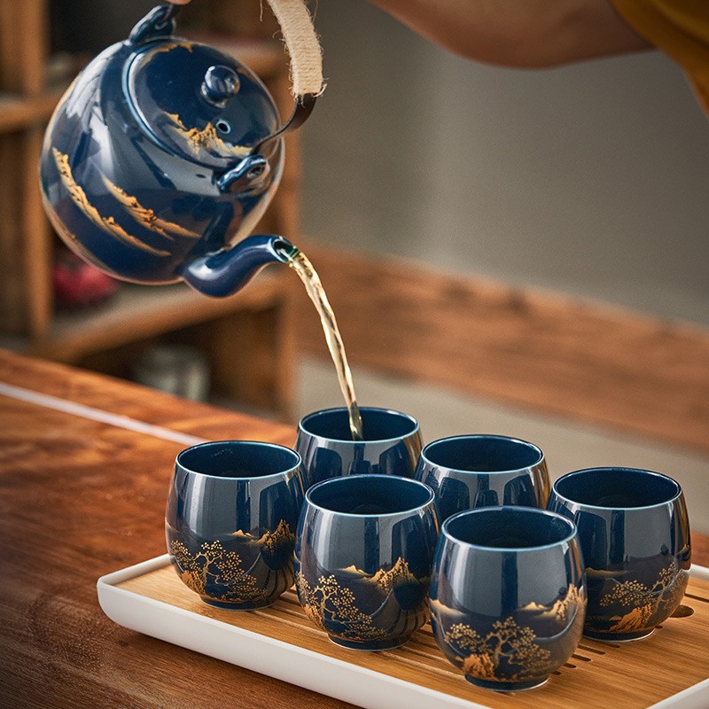 Ceramic Kettle Tea Cup Complete Set