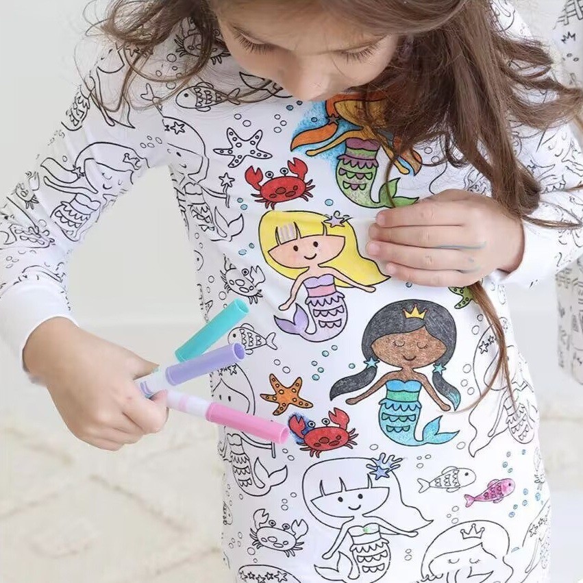 Kids Coloring Pajamas with Markers