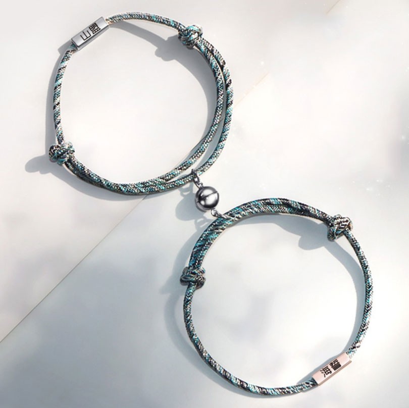 Magnetic Pledge of Eternal Love Stainless Steel Couples Bracelet Set