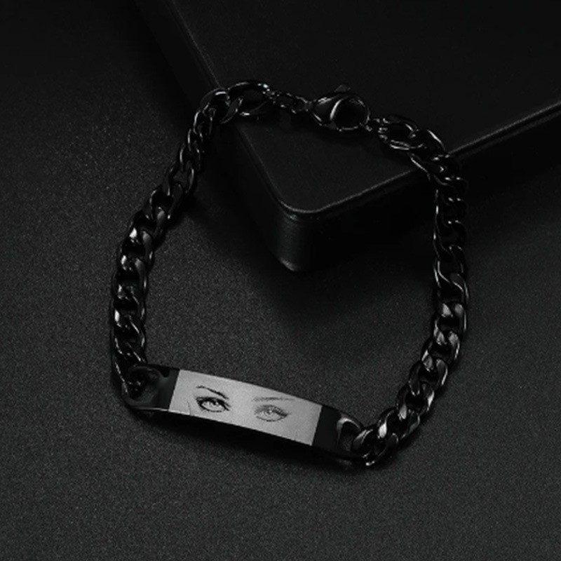 DIY Laser Engraved Human Eye Stainless Steel Couple Bracelet