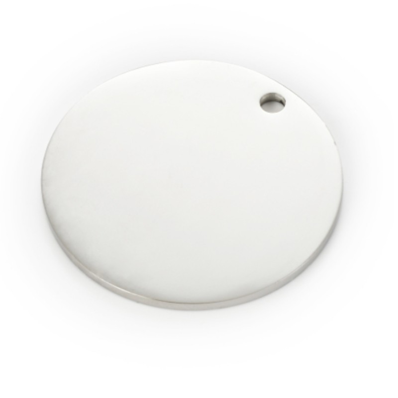 Mirror-Polished Stainless Steel Round Disc Dog Tag Charm Pendant