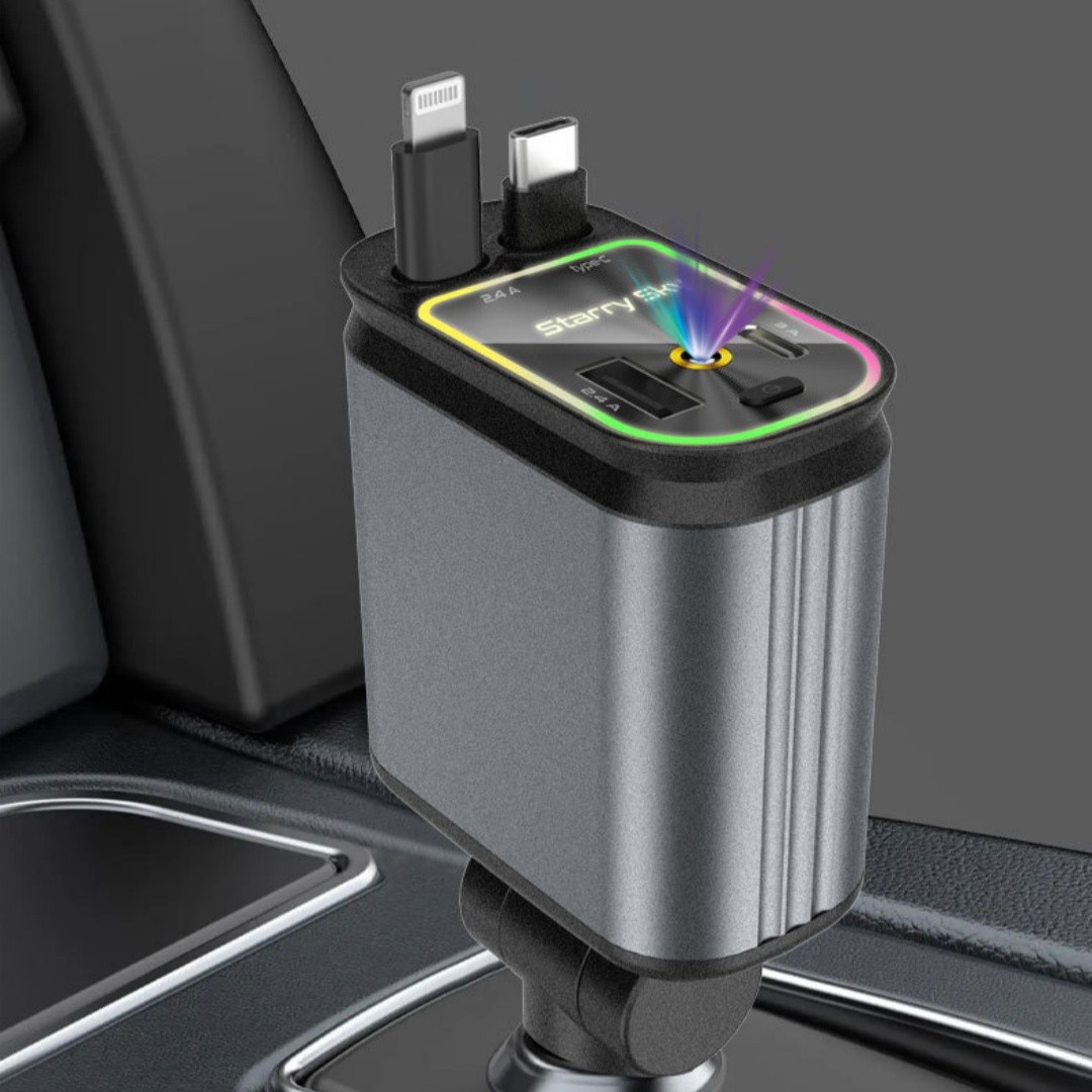 4 In 1 Retractable Car Charger Starlight