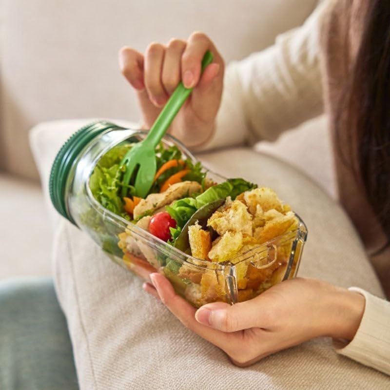 Portable Plastic Salad Pod All-In-One Container