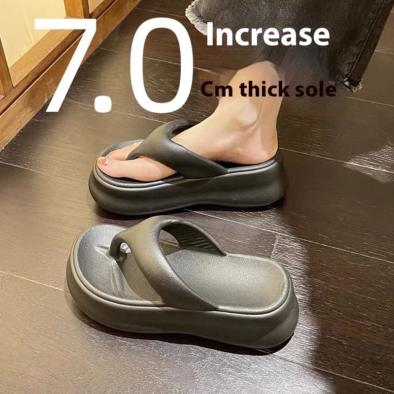 Leather Chunky Platform Flip Flops
