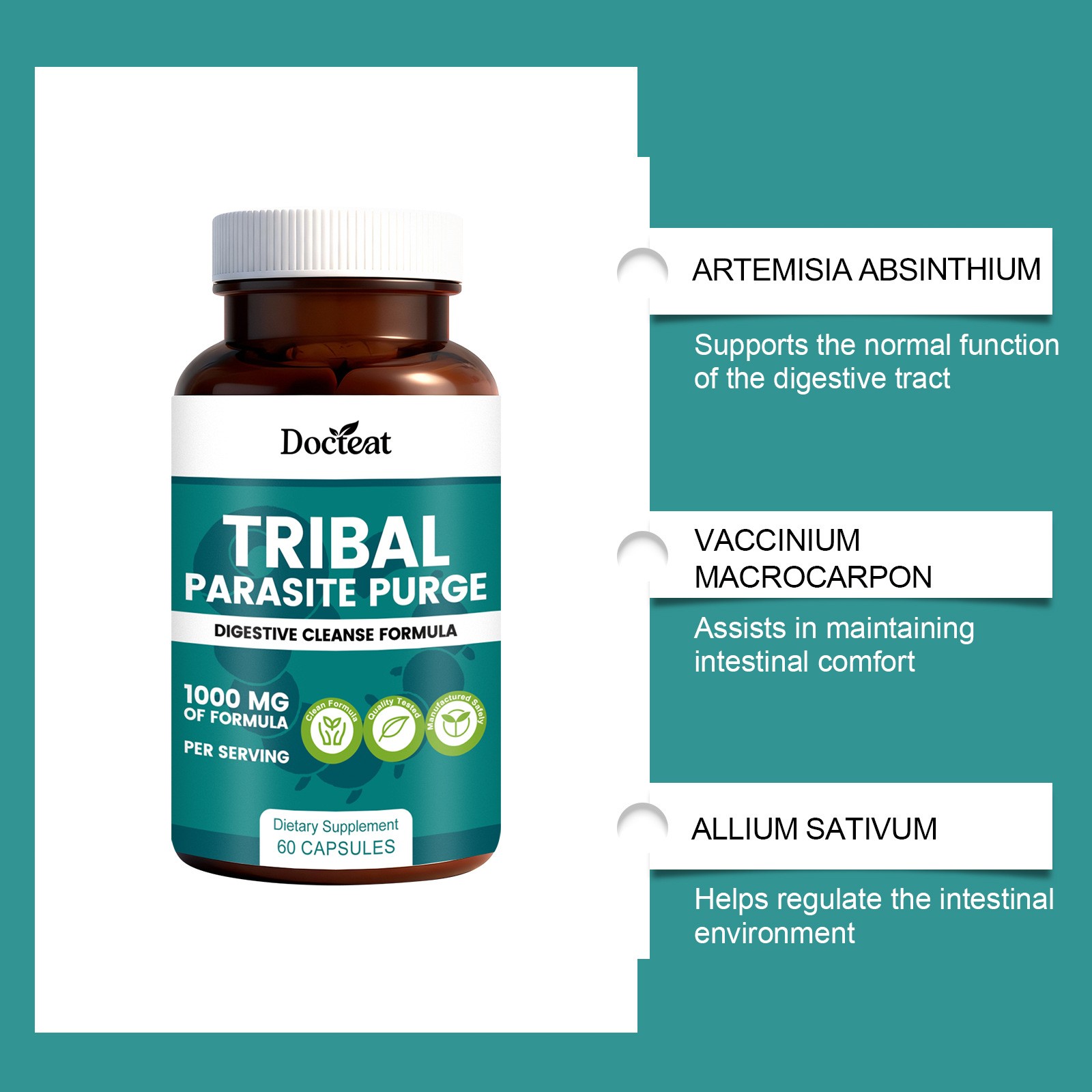 Tribal Parasite Purge Capsules Digestive Cleanse Formula for Gut Balance Support