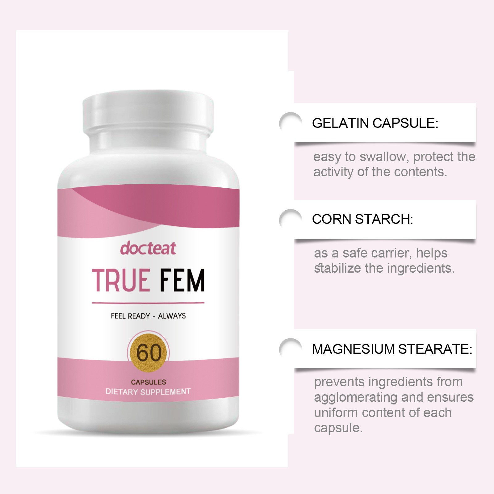True Fem Capsules  Daily Support for Womens Health, Vitality, and Wellbeing