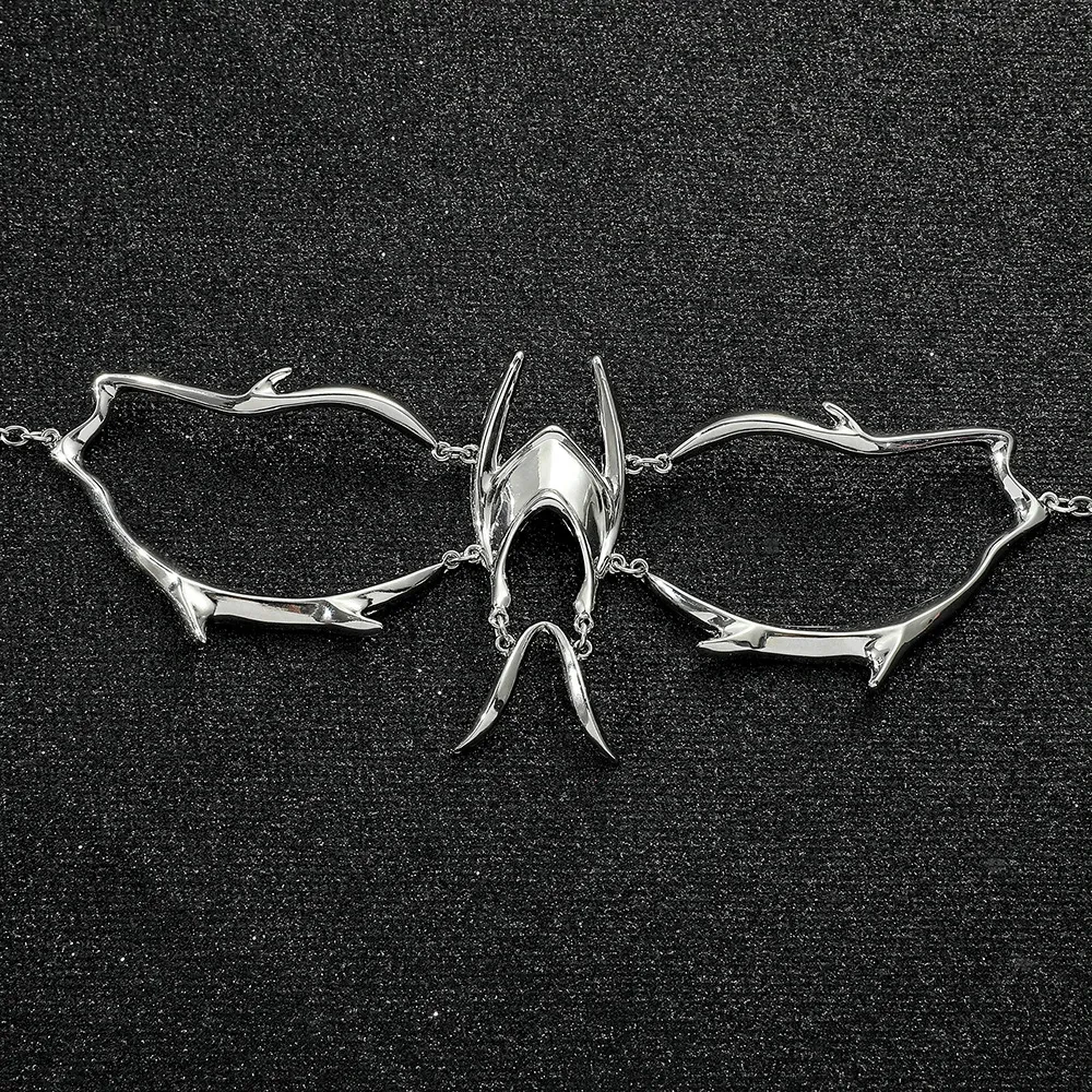 Streamline Shape Nose Studs Mask Silver Metal Surface Decoration