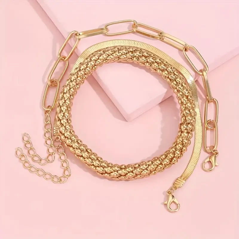 Vintage-Inspired Golden Snake Bone Chain Bracelet