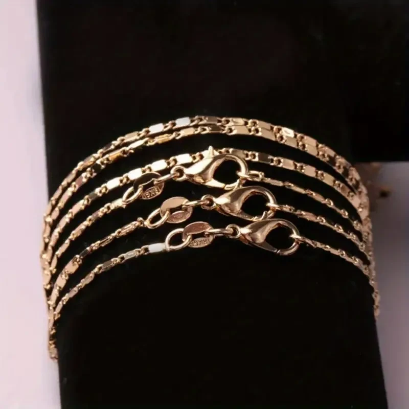 Italian Flat 18K Gold Punk Necklace Chain