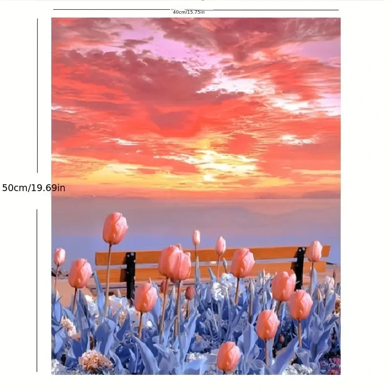Paint By Number Kit on Canvas 40x50 cm with Wooden Frame Glowing Tulips