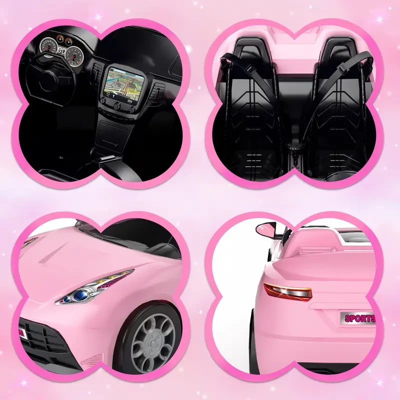 Children's Doll Sports Car Model - Fits 29.21 cm Doll Accessories - 2 Seater Convertible with Harness and Roller - Christmas Gift for Girls