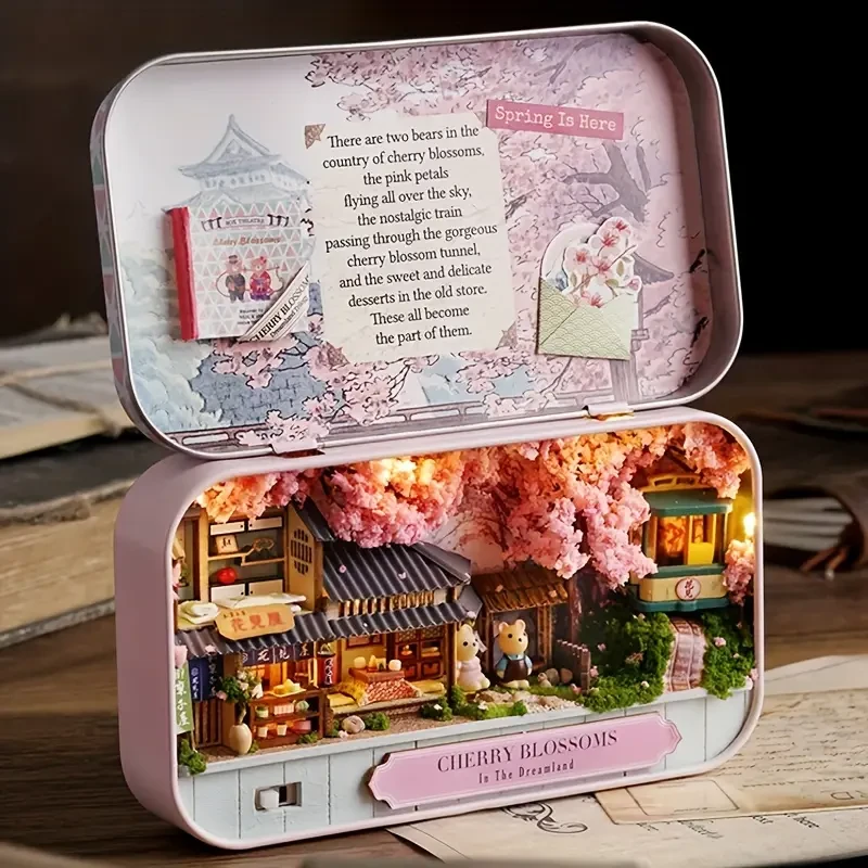 Dollhouse Box Miniature Dollhouse DIY Small House Kit Making Room Toys, Home Bedroom Decorations With Furniture Wooden Crafts Stereo Puzzle Girls, Halloween/Thanksgiving Day/Christmas gift