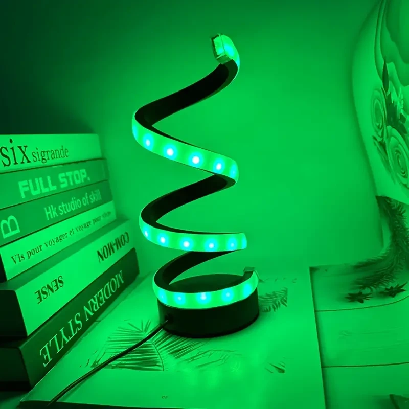 Modern Spiral LED Table Lamp - USB Powered, Color-Changing RGB Illusion Lamp