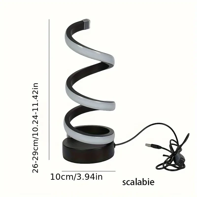Modern Spiral LED Table Lamp - USB Powered, Color-Changing RGB Illusion Lamp