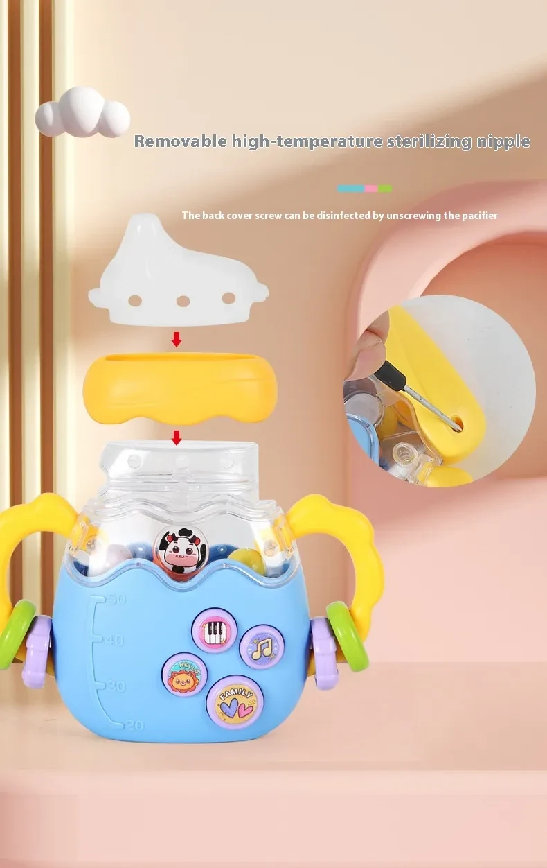 Music Early Education Cross-border Early Education Baby Educational Toys Baby Silicone Nursing Bottle Rattle