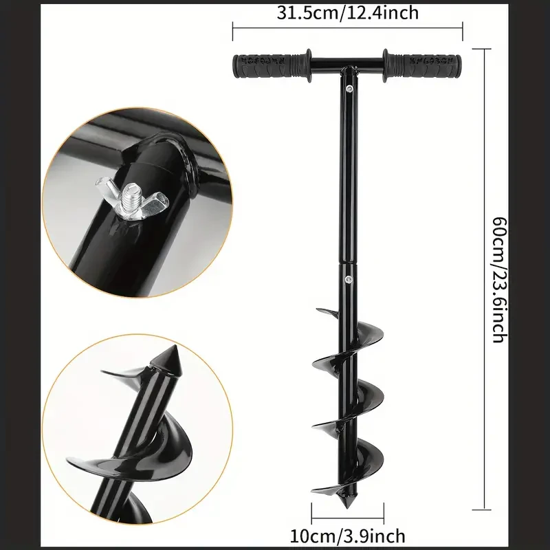 Garden Auger Drill Bit Set - 10x60cm Earth Auger with Non-Slip Handle for Planting Trees & Deep Cultivating