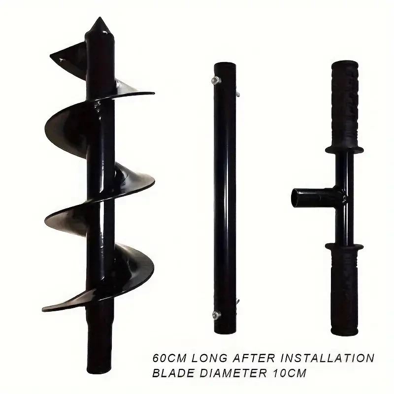 Garden Auger Drill Bit Set - 10x60cm Earth Auger with Non-Slip Handle for Planting Trees & Deep Cultivating