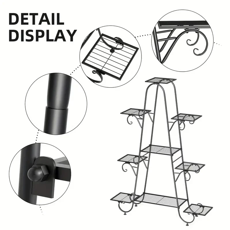 9-Tier Metal Plant Stand - Multi-Layer Flower Pot Holder for Indoor & Outdoor Use