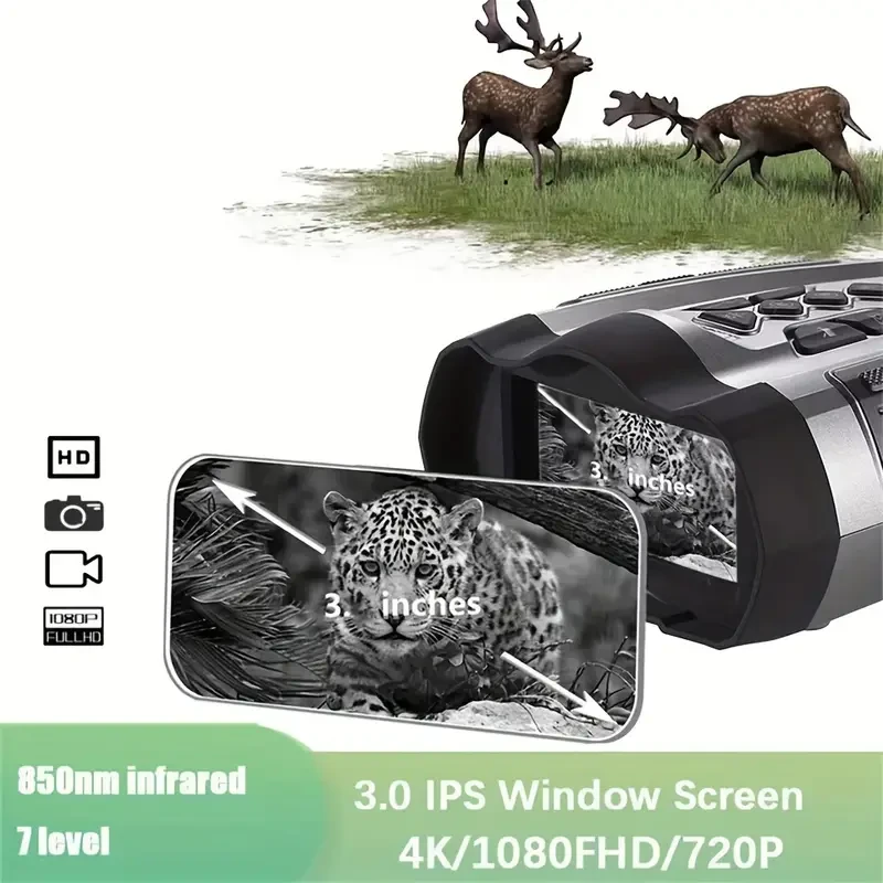 Binocular Infrared Night Vision Device, 3.0-inch Widescreen Design, 10x Digital Zoom, Built-in Rechargeable Battery, Suitable For Farms And Fish Ponds Monitoring, Night Patrol, Night Fishing