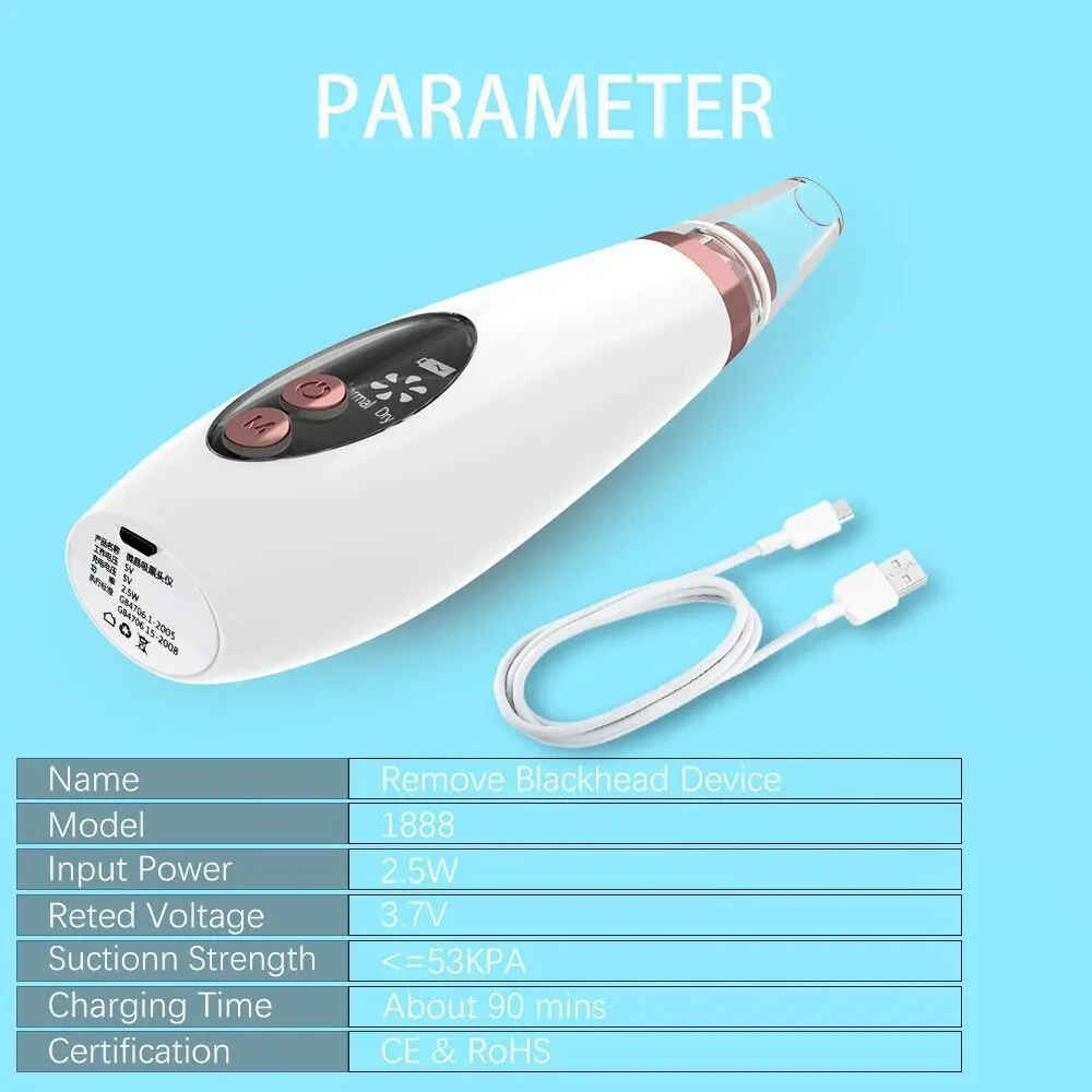 Blackhead Pore Vacuum Cleaner Nose Cleanser Blackheads Remover Blackhead Acne Removal Button Face Suction Beauty Skin Care Tool