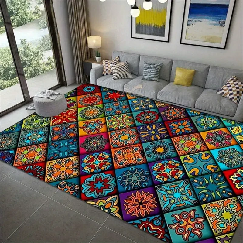 Personalized Geometric Mandala Flower Area Rug