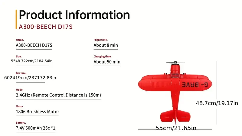 1set Remote-controlled Glider Electric Double-wing Glider, 2.4G Remote-controlled Fighter Brushless Motor Toy Model Cessna Fixed-wing Aircraft Christmas Halloween Gift