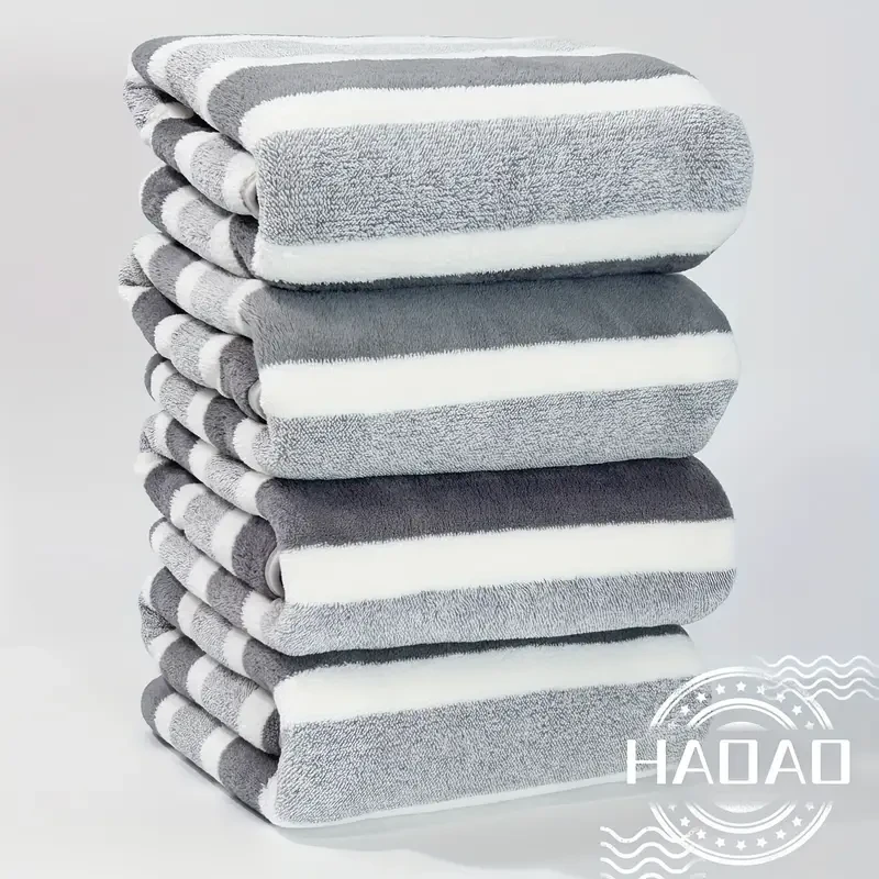 Striped Bath Towel Set Absorbent