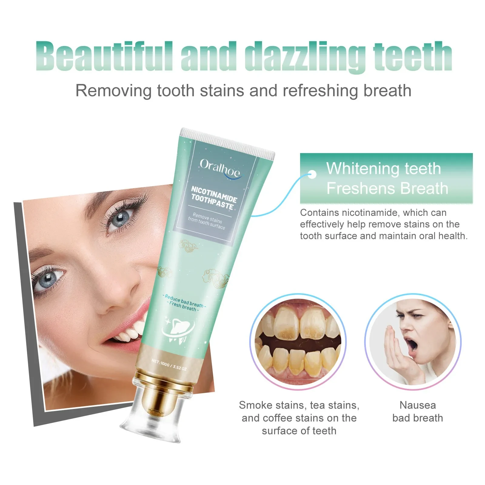 Nicotinamide Toothpaste Whitening Cleaning Care