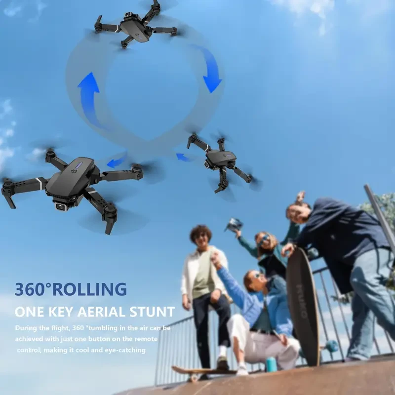 E88 HD Dual Camera Quadcopter Drone with One-Click Return, WiFi Control, USB Charging, 480p Video Capture, Indoor Flight, 120g Max Takeoff Weight, 50m Max Control Distance, 50m Max Altitude - Beginner Level Operation, App Control Feature