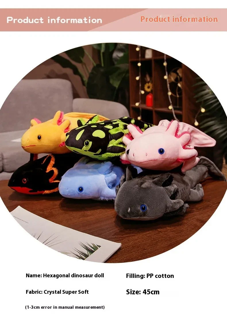 Cute Spotted Hexagonal Dragon Plush Salamander Doll Dinosaur Doll