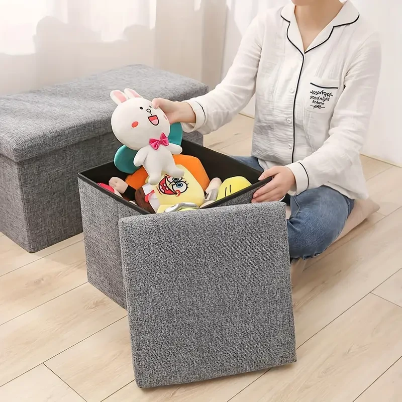 Foldable Storage Ottoman Foot Rest, Grey