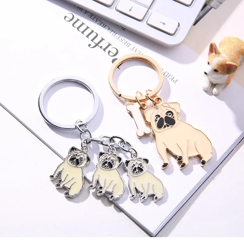 Pug pet keychain