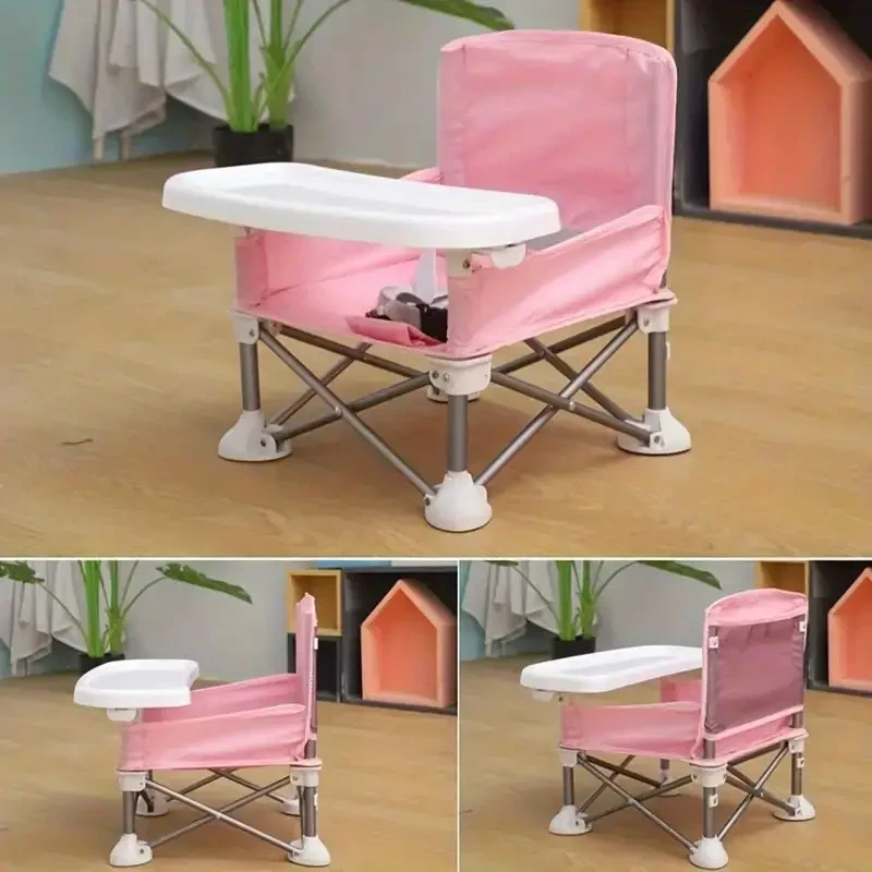 Children's Folding Dining Chair - Portable with Detachable Plate for Easy Feeding