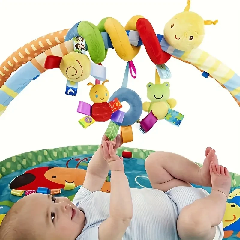 Adorable Spiral Plush Ribbon Stroller Toy with Bell