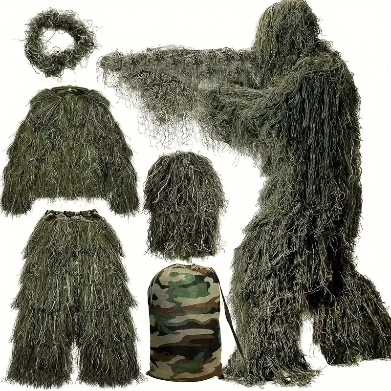 5-in-1 Ghillie Suit - Ultimate Camo for Hunting, CS, Bird Watching & Costumes
