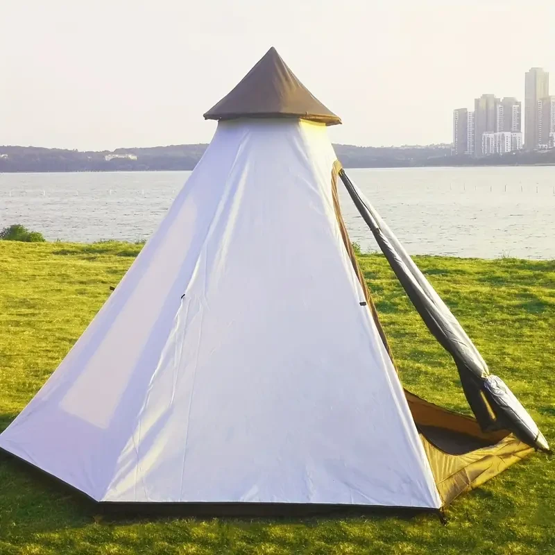 White Camping Tipi Tent - Outdoor Shelter for Camping