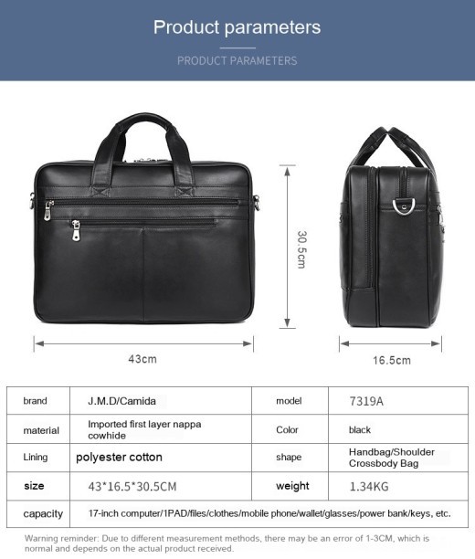Leather Handbag Briefcase Napa Leather Comfortable Texture Men's Real-Leather Bag