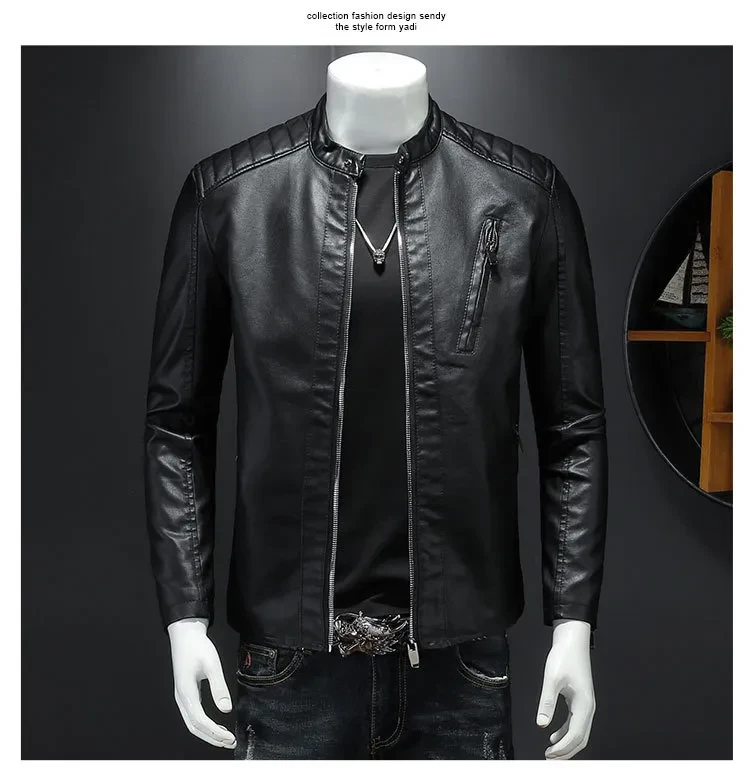 Fall Plus Size Leather Clothing With Stand Collar