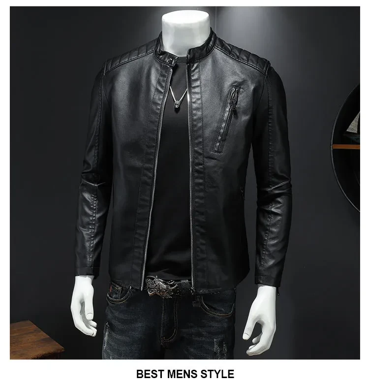 Fall Plus Size Leather Clothing With Stand Collar