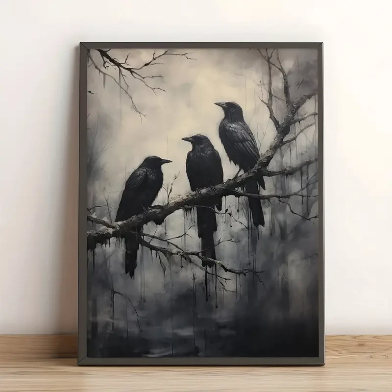 12x16 Inch Dark Aesthetic Raven Art Print
