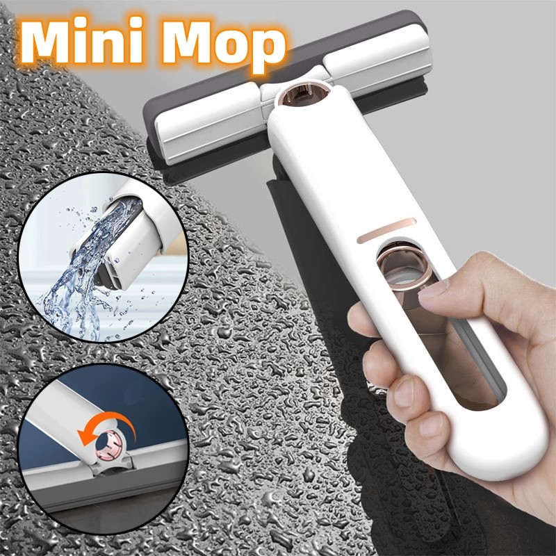 New Portable Self-NSqueeze Mini Mop, Lazy Hand Wash-Free Strong Absorbent Mop Multifunction Portable Squeeze Cleaning Mop Desk Window Glass Cleaner Kitchen Car Sponge Cleaning Mop Home Cleaning Tools