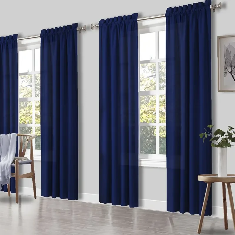 4pcs Set of Solid Color Sheer Curtains