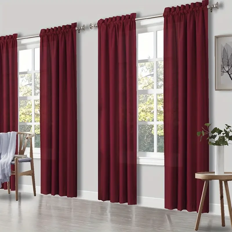 4pcs Set of Solid Color Sheer Curtains