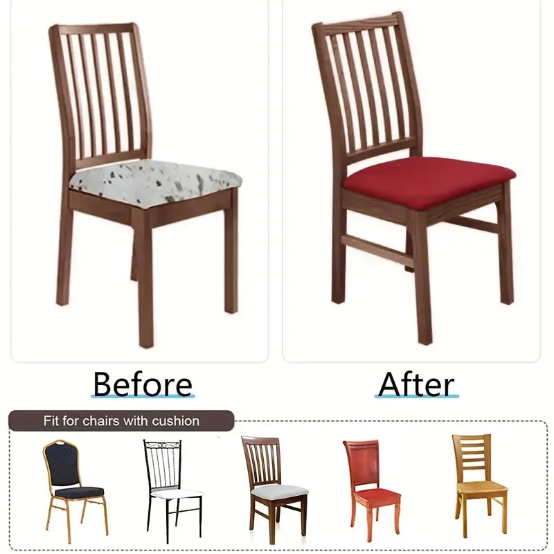 6pcs Solid Color Brushed High Elastic Chair Cover