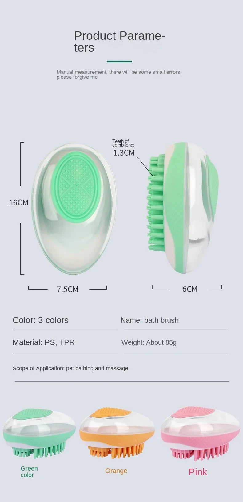 Dog Cat Bath Brush 2-in-1 Pet SPA Massage Comb Soft Silicone Pets Shower Hair Grooming Cmob Dog Cleaning Tool Pet Products