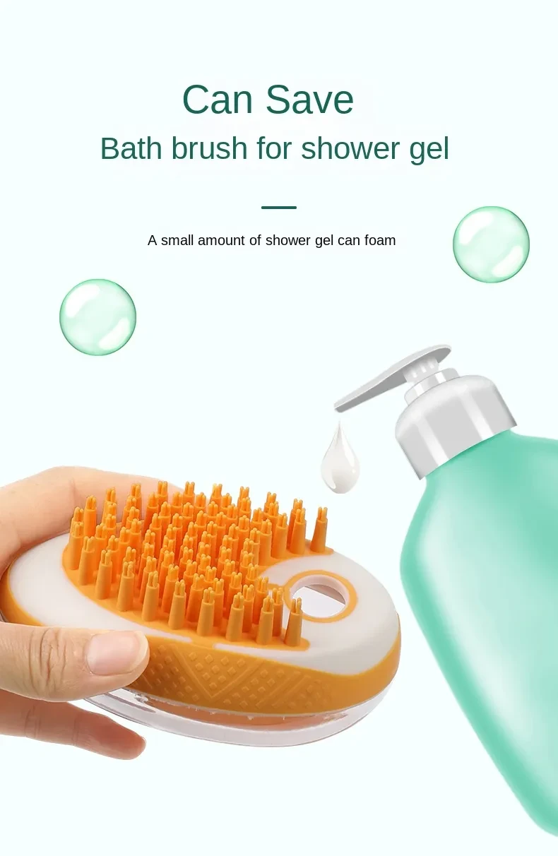 Dog Cat Bath Brush 2-in-1 Pet SPA Massage Comb Soft Silicone Pets Shower Hair Grooming Cmob Dog Cleaning Tool Pet Products