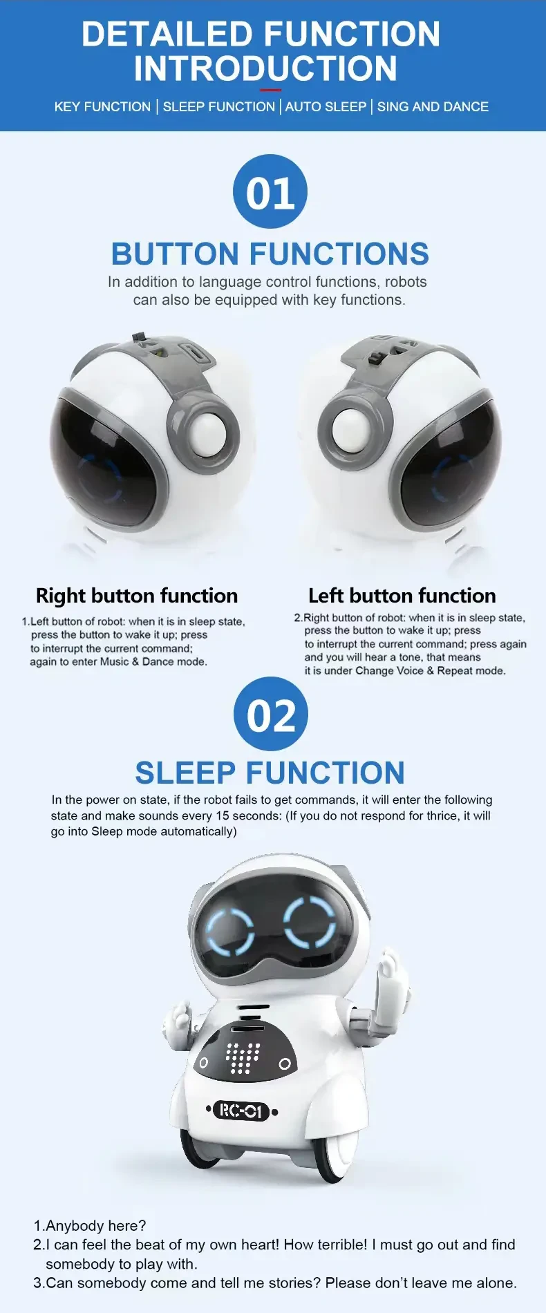 Mini Interactive Talking Robot Toy - Sings, Dances, Tells Stories, LED Eyes, Colorful Body - Perfect Gift for Kids on Christmas, Halloween, Thanksgiving, Birthdays