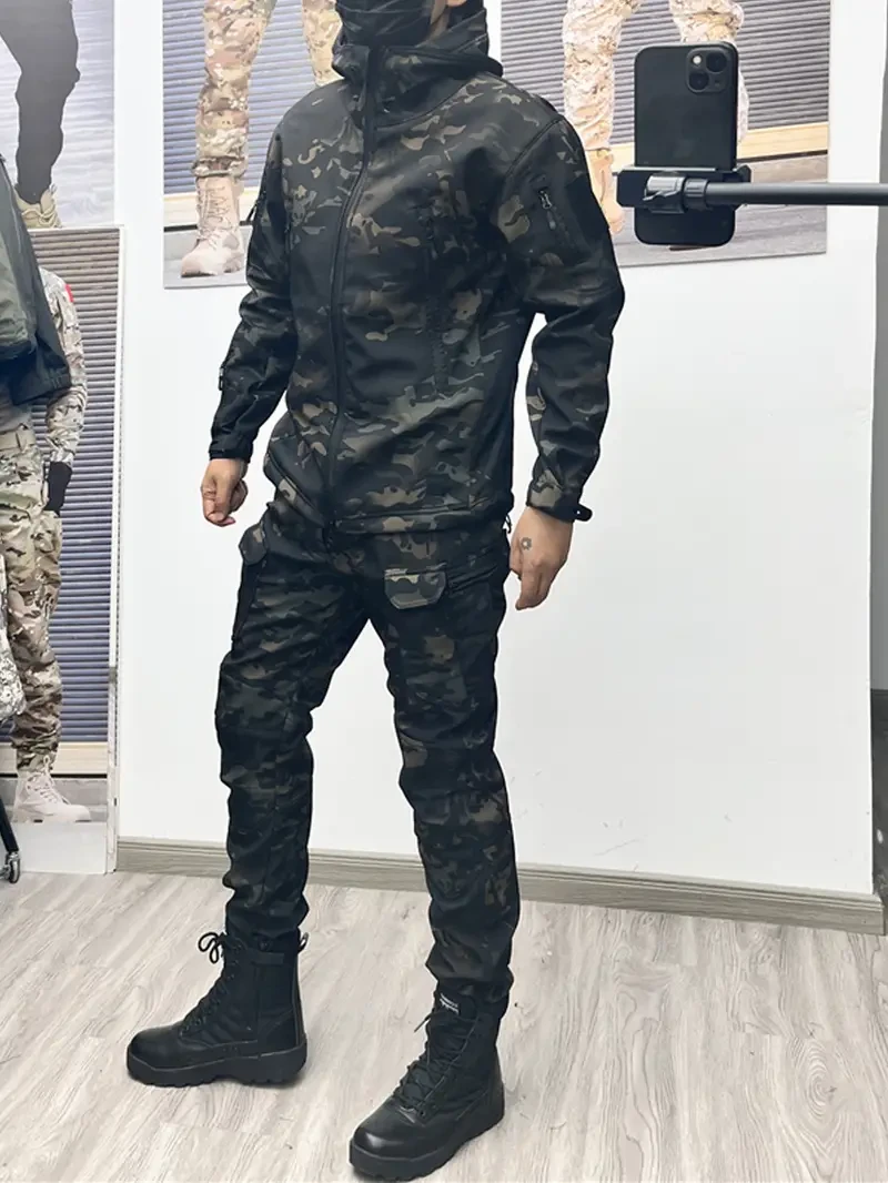 Men's Premium Camo Outfit Set - Water-Resistant Jacket & Pants for Outdoor Adventures