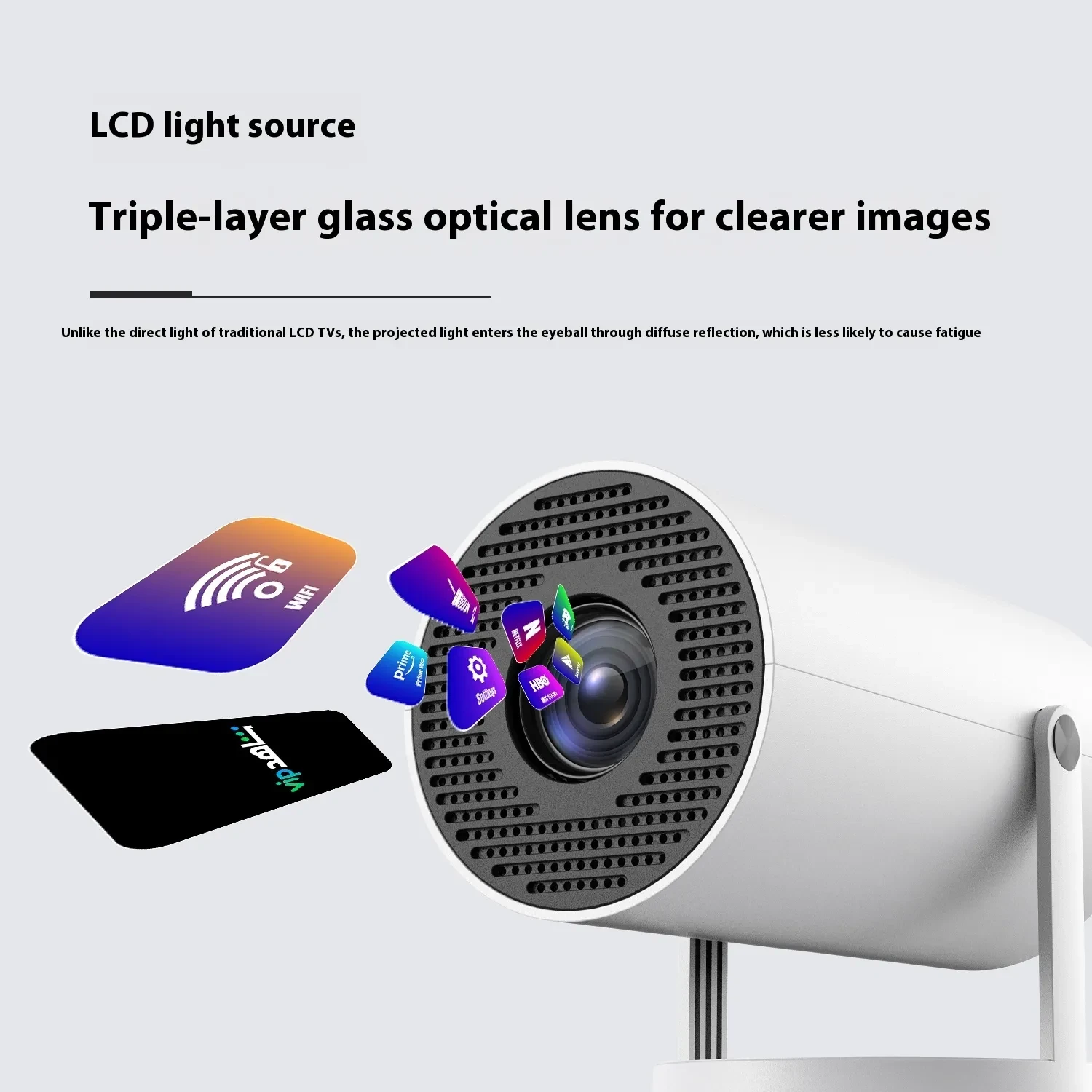 Portable Home Projector - 180 Projection Angle & Automatic Focus